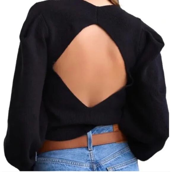 Free people black open back ribbed sweater - Picture 4 of 4